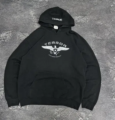 Pre-owned Humor X Vintage Vitnage Terror Live And Death Eagle Faded Baggy Hoodie In Faded Black