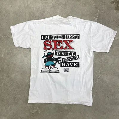 Pre-owned Humor X Vintage Whoop Ass Best Sex Shirt Funny 90's Y2k Joke In White