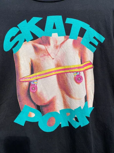 Pre-owned Humor X Vintage Y2k Adult “ Sexy Tits Skate Porno “ Humor Tee In White
