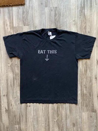 Pre-owned Humor X Vintage Y2k Eat This And Kiss That Funny Saying Graphic Tee In Black