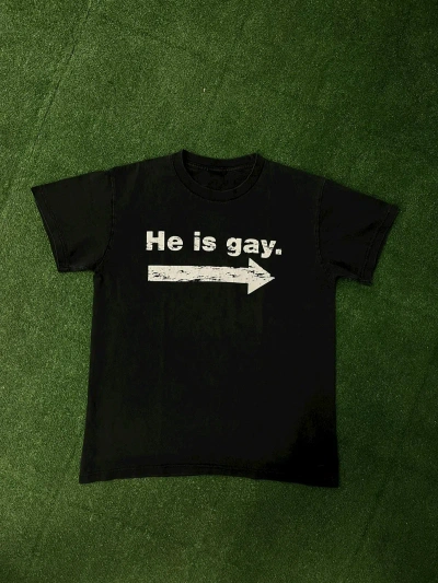 Pre-owned Humor X Vintage Y2k Humor He Is Gay My Friend Japan T Shirt In Black