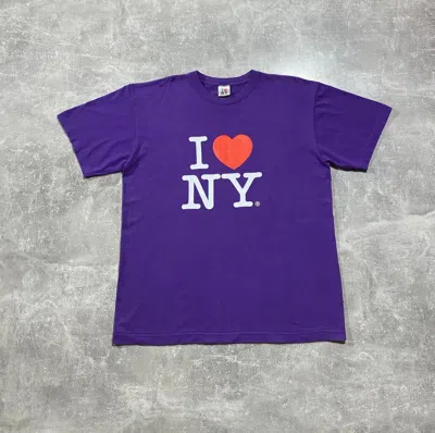 Pre-owned Humor X Vintage Y2k I Love Ny Big Logo T-shirt In Purple