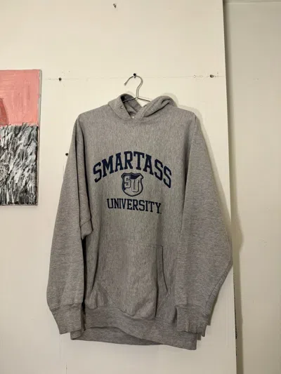 Pre-owned Humor X Vintage Y2k Smartass University Hoodie Baggy In Grey