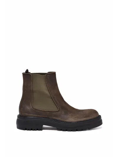Hundred 100 Military Green Suede Side-panel Ankle Boots In Brown