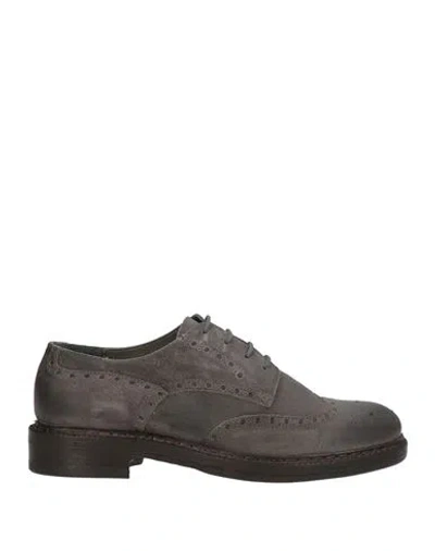 Hundred 100 Woman Lace-up Shoes Grey Size 8.5 Leather In Gray