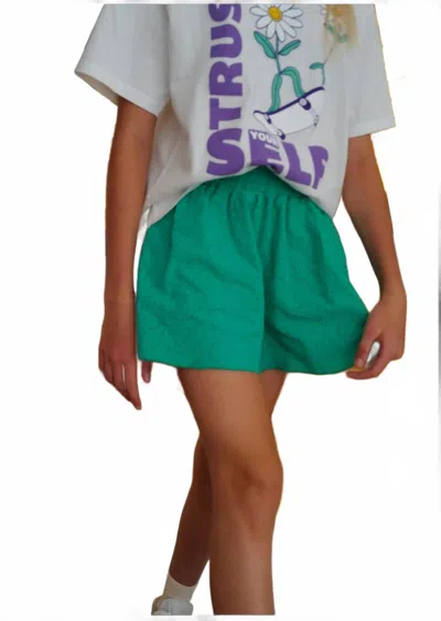 Hundred Pieces Kids' Flowy Eyelet Shorts In Green