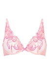Hunkemoller Hunkemöller Beau Up Embroidered Underwire Bra In Silver Pink