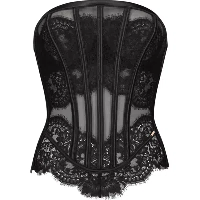 Hunkemoller Hunkemöller Chalice Mesh & Lace Bustier In Caviar