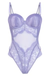 Hunkemoller Hunkemöller Charlie Mesh & Lace Bodysuit In Persian Violet