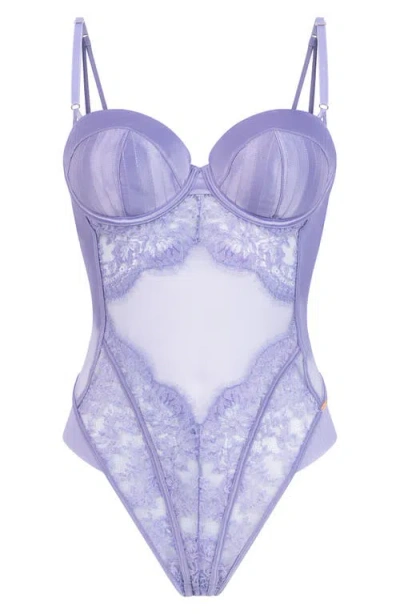 Hunkemoller Hunkemöller Charlie Mesh & Lace Bodysuit In Persian Violet