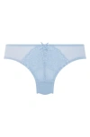 Hunkemoller Hunkemöller Cherry Embroidered Mesh Brazilian Panties In Cerulean