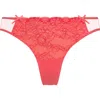 Hunkemoller Hunkemöller Cherry Embroidered Mesh Thong In Sugar Coral
