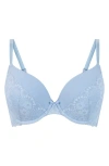 Hunkemoller Hunkemöller Cherry Underwire Mesh & Lace Bra In Cerulean