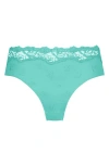 Hunkemoller Hunkemöller Diva Embroidered Mesh Panties In Pool Blue