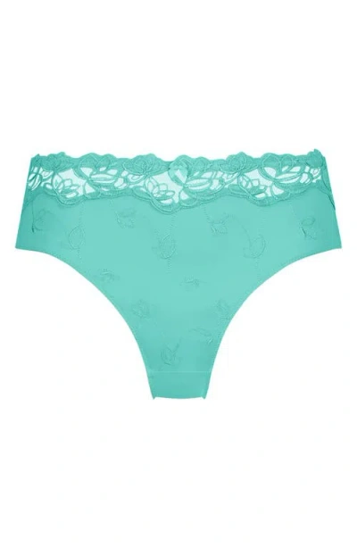 Hunkemoller Hunkemöller Diva Embroidered Mesh Panties In Pool Blue