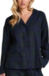 Hunkemoller Hunkemöller Flannel Pyjama Top In Blue