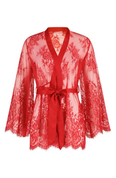 Hunkemoller Hunkemöller Isabella Eyelash Lace Robe In Red