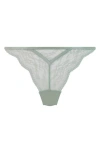 Hunkemoller Hunkemöller Isabelle Embroidered Mesh G-string In Iceberg Green
