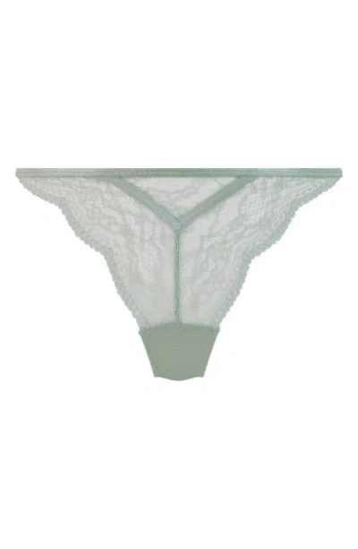 Hunkemoller Hunkemöller Isabelle Embroidered Mesh G-string In Iceberg Green