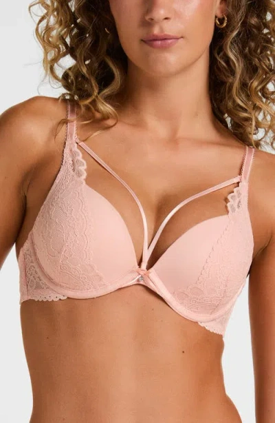 Hunkemoller Hunkemöller Isadora Lace Underwire Push Up Bra In Pink