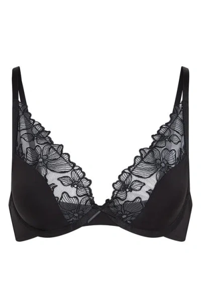 Hunkemoller Hunkemöller Jemma Lace & Mesh Underwire Bra In Caviar