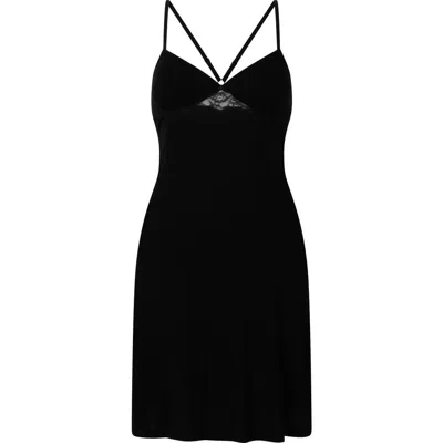 Hunkemoller Hunkemöller Lace Trim Jersey Chemise In Black