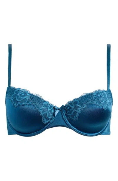 Hunkemoller Hunkemöller Lace Trim Underwire Bra In Legion Blue