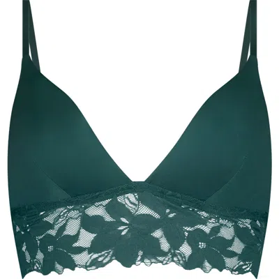 Hunkemoller Hunkemöller Lana Lace Trim Longline Bralette In Dark Sea