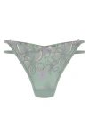 Hunkemoller Hunkemöller Lauren Embroidered Mesh Thong In Gray