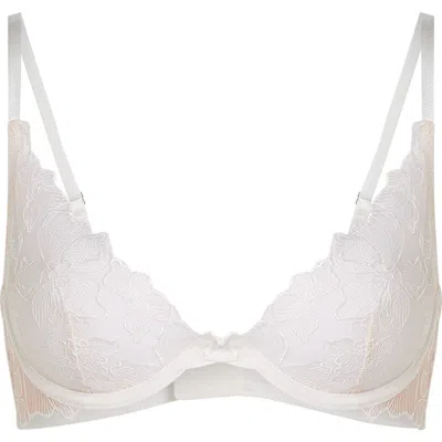 Hunkemoller Hunkemöller Lauren Embroidered Mesh Underwire Bra In Snow White
