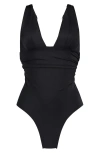 Hunkemoller Hunkemöller Luxe Plunge One-piece Swimsuit In Nero