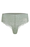 Hunkemoller Hunkemöller Marine Lace & Mesh Brazilian Panties In Iceberg Green
