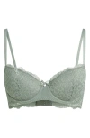 Hunkemoller Hunkemöller Marine Lace Underwire Bra In Iceberg Green