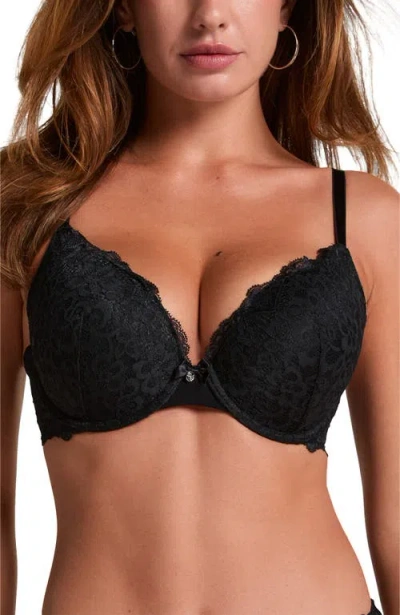 Hunkemoller Hunkemöller Marine Padded Push-up Underwired Bra In Black