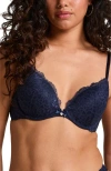 Hunkemoller Hunkemöller Marine Padded Push-up Underwired Bra In Blue