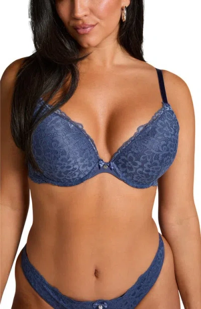 Hunkemoller Hunkemöller Marine Padded Push-up Underwired Bra In Blue
