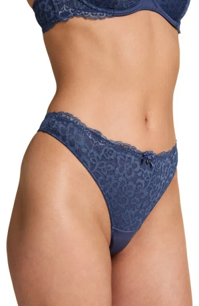 Hunkemoller Hunkemöller Marine Thong In Blue