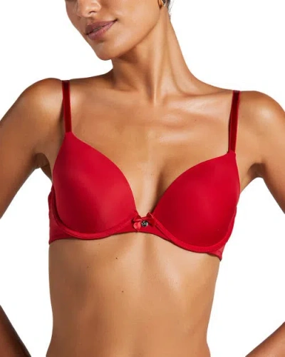 Hunkemoller Hunkemöller Plunge Padded Underwired Bra In Red
