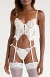 Hunkemoller Hunkemöller Posie Underwire Bustier & Garter Straps In White