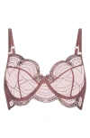 Hunkemoller Hunkemöller Ruby Embellished Embroidered Mesh Underwire Bra In Nostalgia Rose