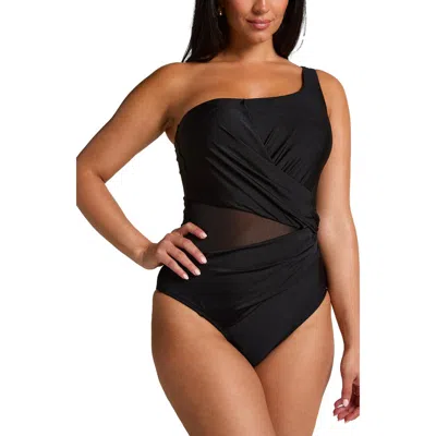 Hunkemoller Hunkemöller Shaping Shell Mesh Swimsuit In Black