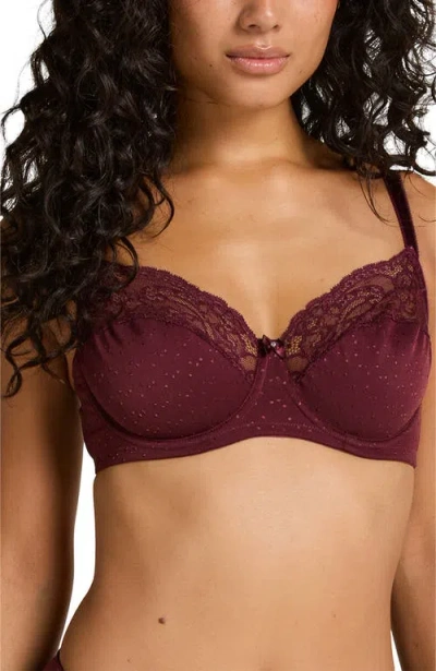 Hunkemoller Sophie Non-padded Underwired Bra In Burgundy