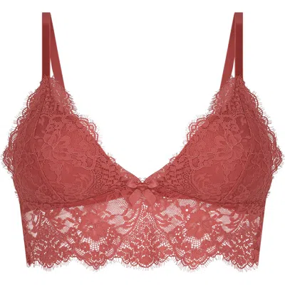 Hunkemoller Hunkemöller Taliyah Lace Longline Bralette In Mineral Red