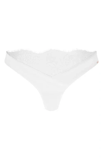 Hunkemoller Hunkemöller Tiah Eyelash Lace Trim Cross Front Thong In White