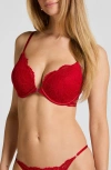 Hunkemoller Hunkemöller Whitney Floral Underwire Front Clasp Push-up Bra In Red