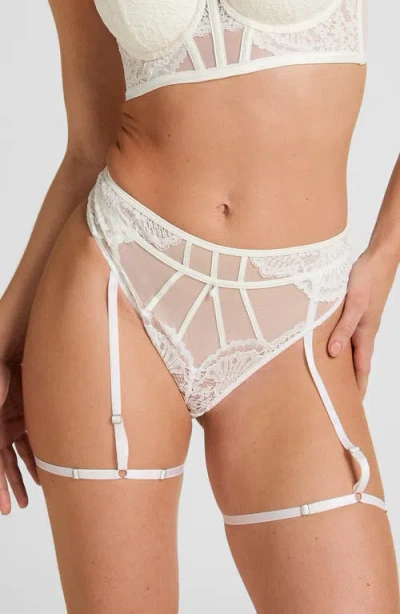 Hunkemoller Hunkemöller Whitney High Waist Thong With Suspenders In White