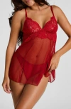 Hunkemoller Hunkemöller Whitney Lace & Mesh Chemise In Red