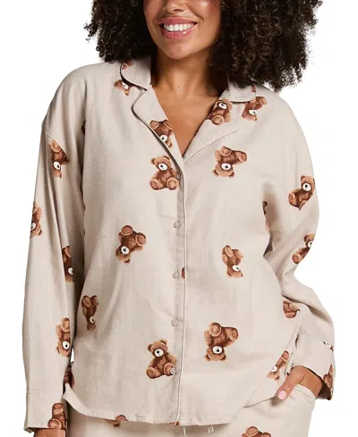 Hunkemoller Jacket Flannel Twill Bear In Multi