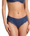 Hunkemoller Marine Brazilian Knickers In Blue