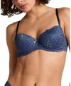 Hunkemoller Marine Padded Underwired Bra In Blue